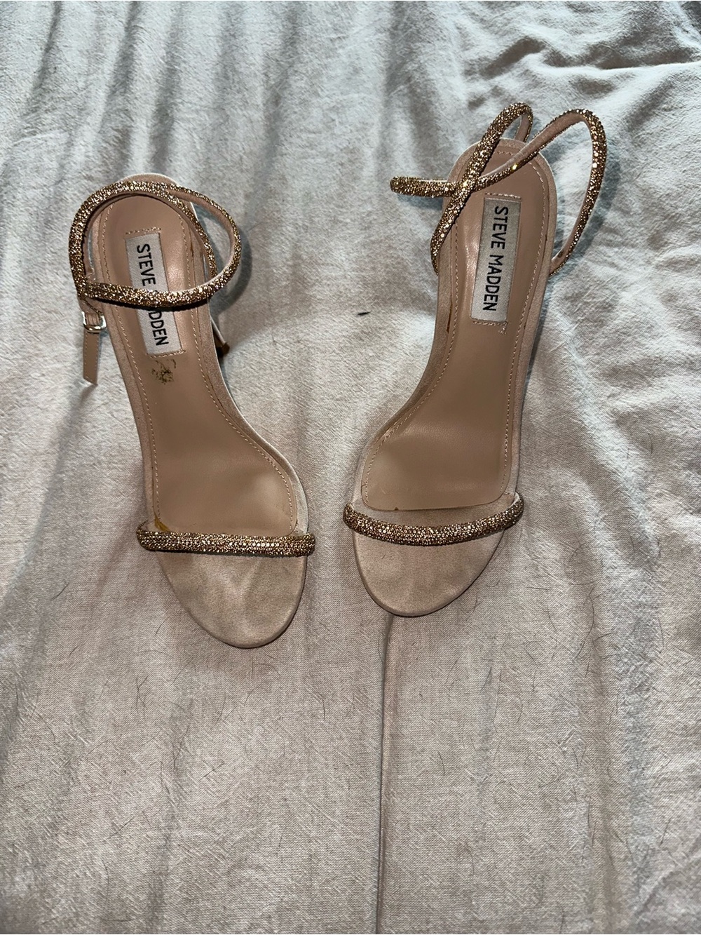 Steve Madden Gold Glitter Strappy Heel Sandals